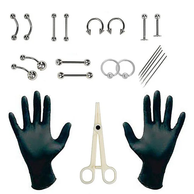 1Set Body Piercing Tools 6 Style Professional Piercing Tool Kit Sterile