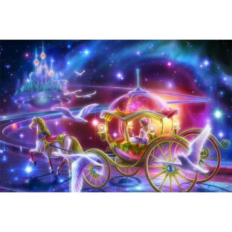 Sashiko 5D Diy Diamond Embroidery Cinderella's Rainbow Road Home