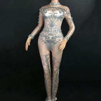 

Luxury Stage Costumes Singers Rhinestone Nightclub Performing Bodysuit DJ DS Gogo Show Dancer Outfit Pole Dance Jumpsuit DJ375