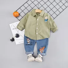 Autumn Kids Clothes Baby Boys Clothes Casual Long Sleeve Cartoon Pig Print Blouse Tops+Denim Pants Trouser Set Autumn Kids Clothes Baby Boys Clothes Casual Long Sleeve Cartoon Pig Print Blouse Tops+Denim Pants Trouser Set