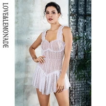 Белый сетчатый комбинезон в горошек с оборками Love& Lemonade LM81256