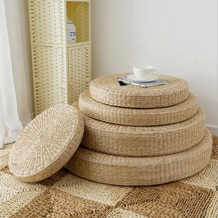 EIF Fei 100/% Natural Straw Braided Zafu Round Pouf Tatami Cushion Floor Cushions Meditation Yoga Round Mat Chair Cushion50cm//19.7inches