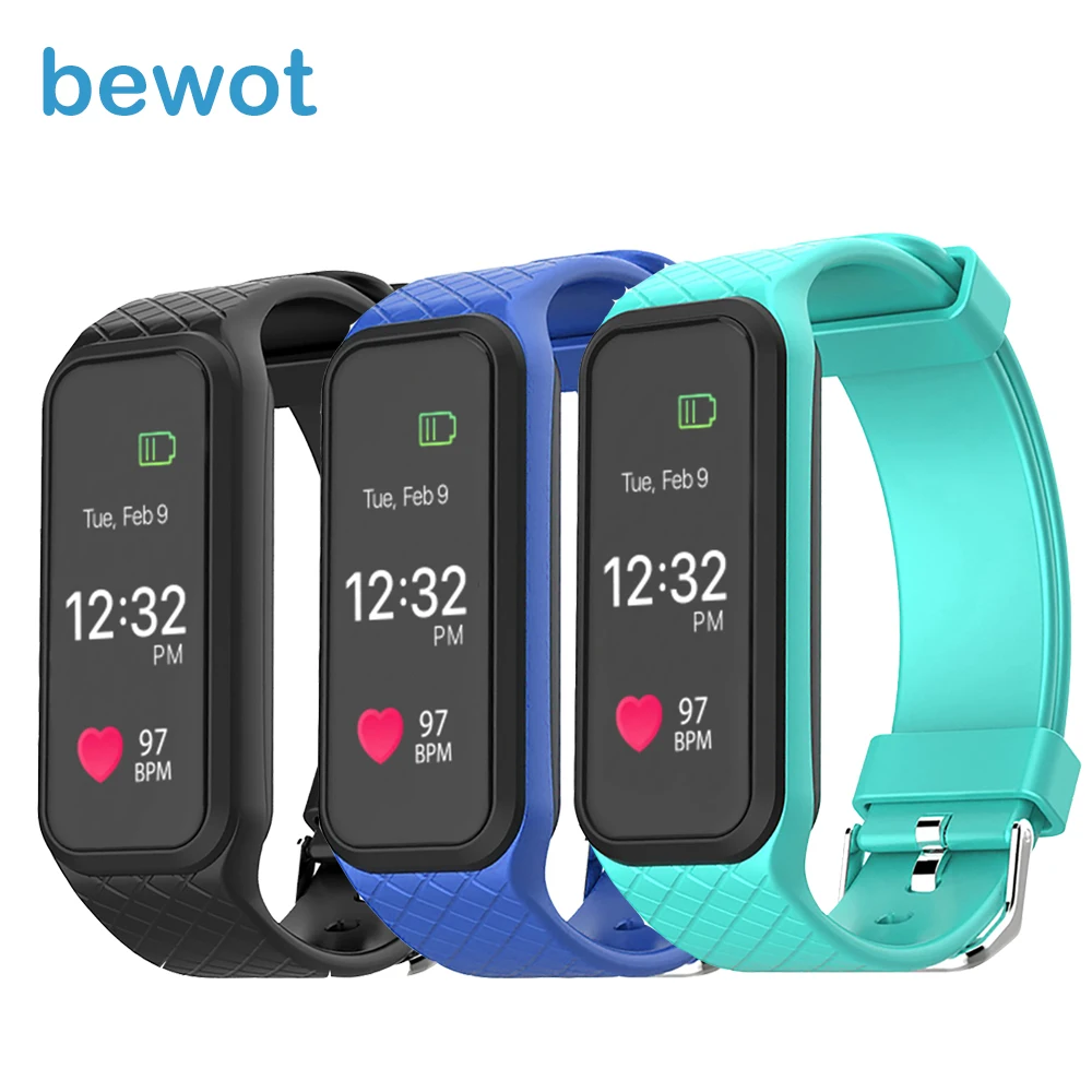 bewot Smart Band Color LCD Display for women men Heart Rate Monitor Bluetooth Smartband Pedometer Wristband