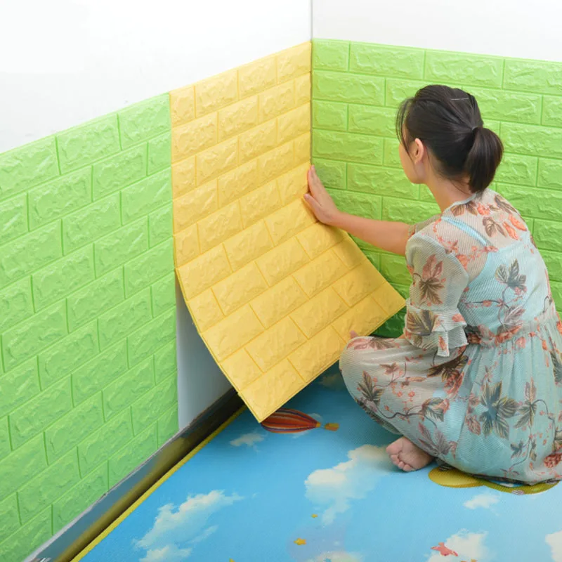 

70*77 cm Foam 3D Wall Stickers Safty Home Decor Wallpaper DIY Wall Decor Brick Living Room Kids Bedroom Decorative Sticker 1PCS