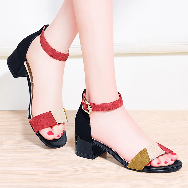 Guciheaven Women Sandals Fashion Women Shoes Square Heel Peep Toe Sandals