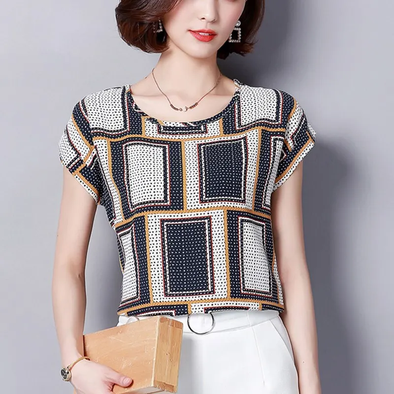

Women Blouses Shirts Chiffon Feminina Top Plus Size 4XL Blusas Femininas 2019 Summer Floral Print Short Sleeve Chiffon Blouse