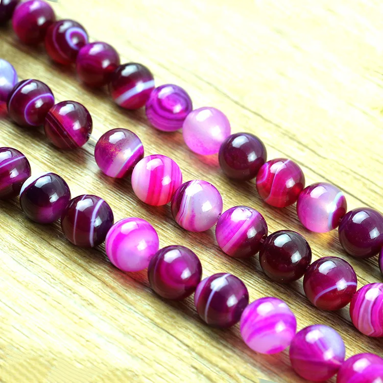 4mm 6mm 8mm 10mm 12mm 14mm Natural Rose Str Color Agate Beads For Jewelry Diy Bracelet Beads ,Fine Jewelry beads Strand 15\