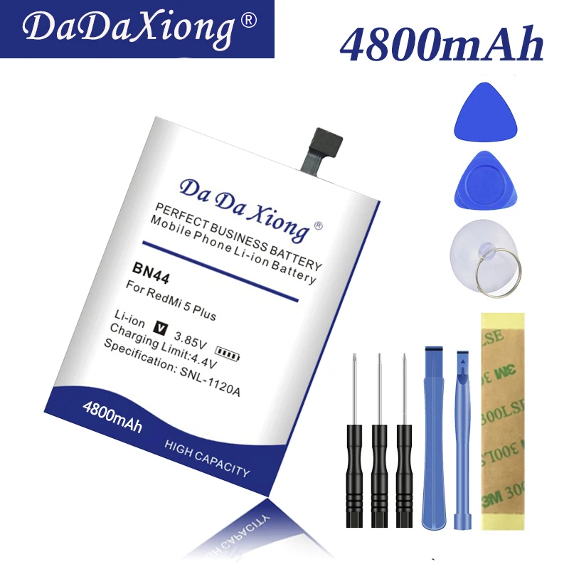 

DaDaXiong 100% Original BN44 Battery 4800mAh For Xiaomi Redmi 5 plus Battery Hongmi 5 Plus 5.99"gift tool kit