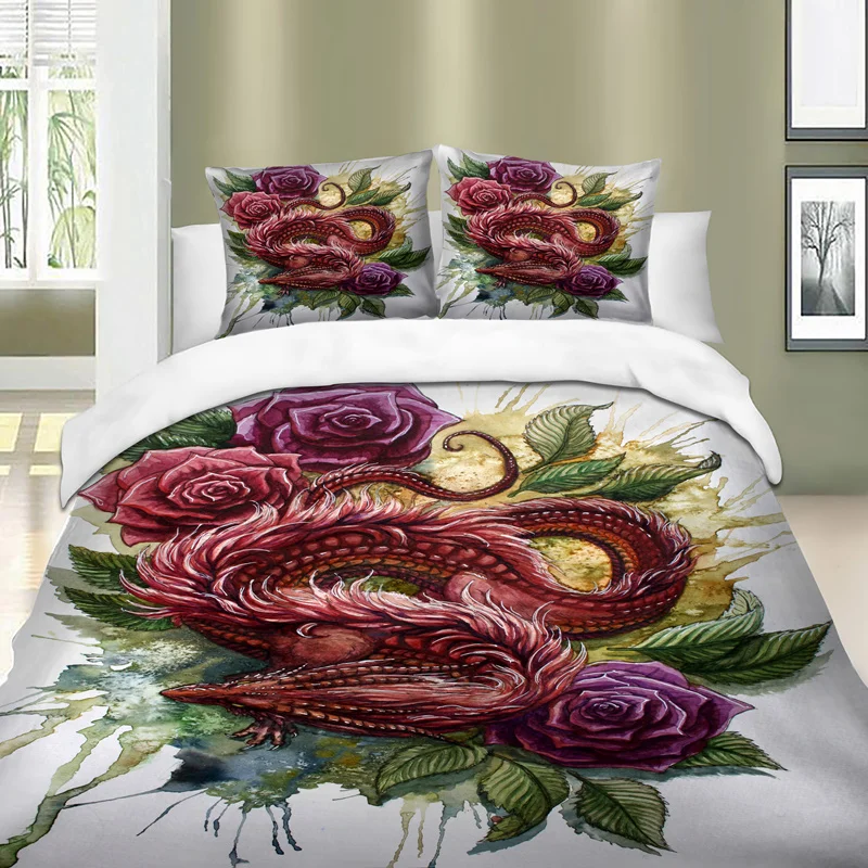 

Bedding set xiaolong red dragon 3D Printing duvet cover bedding set single twin full queen king size bedlinen