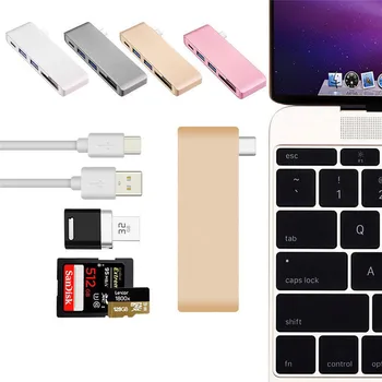 

100set High Speed 5 in 1 USB C Type-C Hub USB 3.0 Combo Hub with Type C USB-C Charging Card Reader for MacBook Air Pro