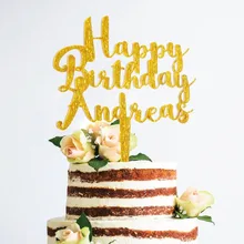 Пользовательские С Днем Рождения Торт Топпер золотой блеск торт Топпер акрил день рождения Топпер вечерние Аксессуары