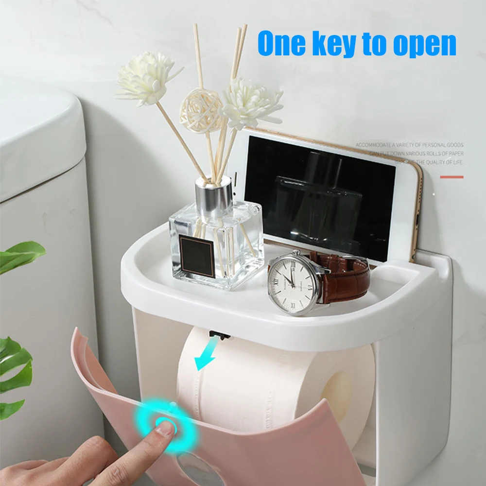 

Wall-mounted Tissue Box Toilet Paper Holder Rack Bathroom Napkin Organizer Roller Paper Storage Box Rack Toilet Tissue Container