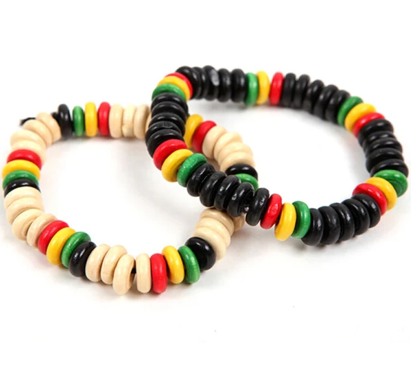 Free Shipping Men Women Jamaica Reggae Bracelet Hiphop Rock Fashion Free Shipping Men Women Jamaica Reggae Bracelet Hiphop Rock Fashion Skateboard Street Wood Beaded Colorful Rasta