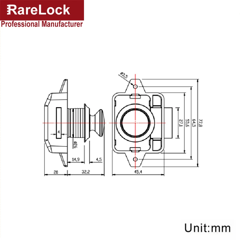 Rarelock 5 шт. ABS кнопочный замок для шкафа дверная ручка Campervan фургон-дом на колесах RV ящик шкафа нажимной замок ZS02 aa