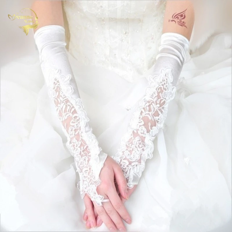Кружево Свадебные перчатки свадебные Прихватки для мангала Интимные аксессуары Формальное длинное Дизайн Люси относится цвета слоновой
