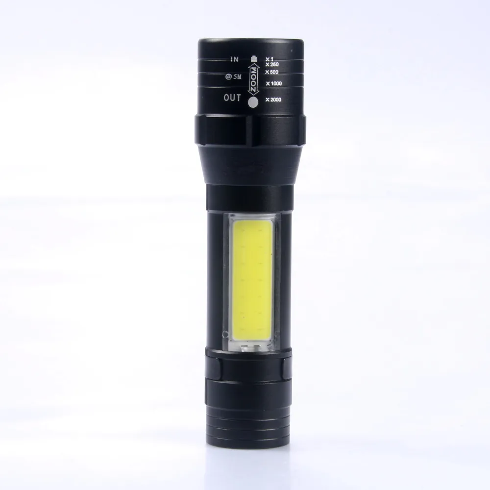 T6+COB 4-Modes Usb Rechargeable LED Flashlight Torch Bright Flashlight Torch Aluminum Alloy 18650 or Usb Charging Hand Light