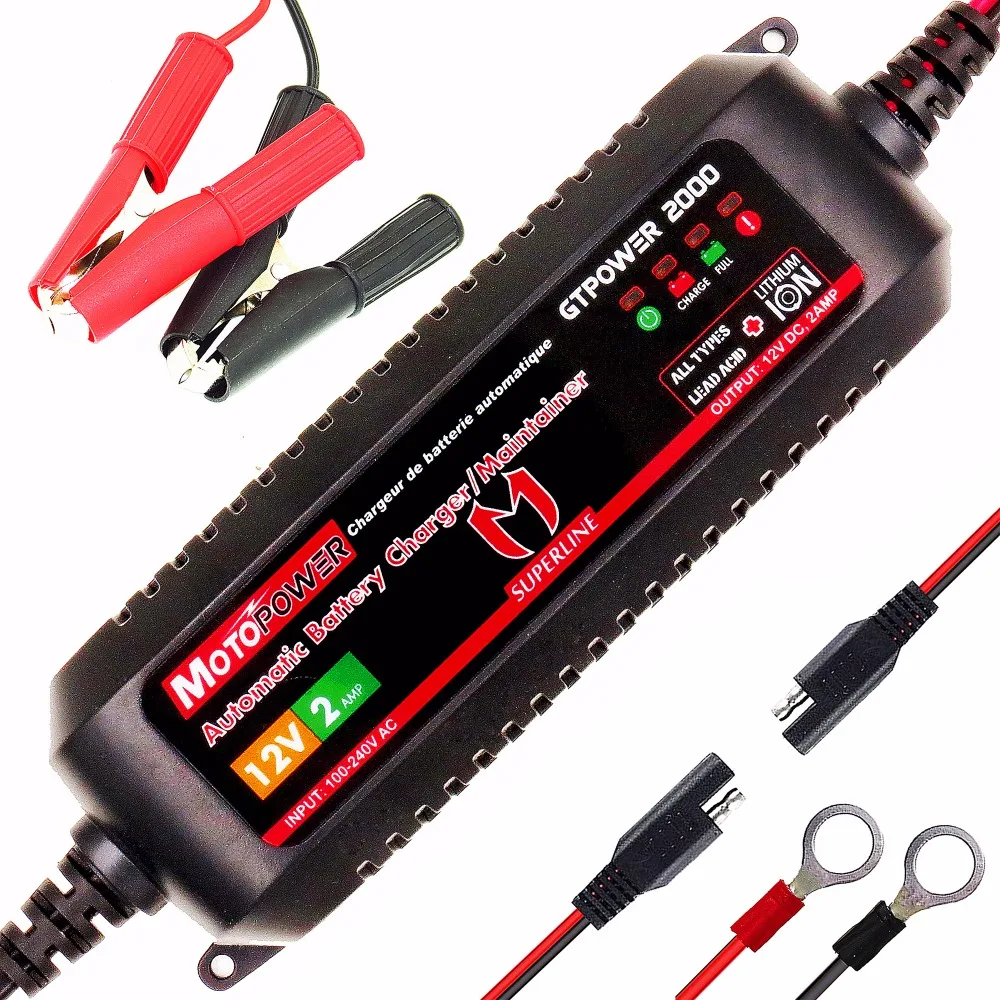 MOTOPOWER 12V 2AMP Automatic Smart font b Battery b font Charger for both Lead Acid font