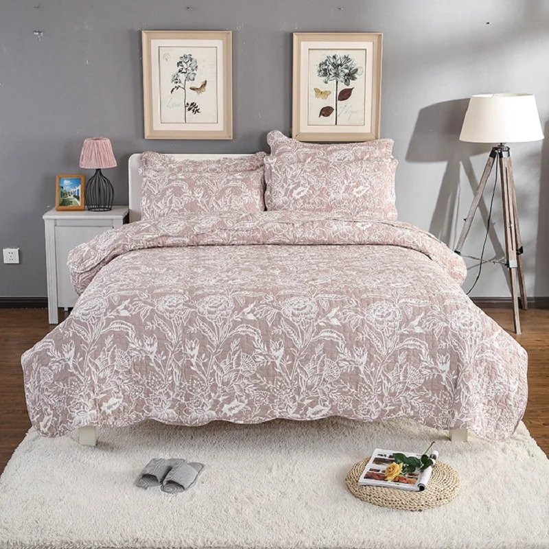 

CHAUSUB Quality Quilt Set 3PCS Washed Cotton Coverlet Set Bed Cover Quilted Bedspread Sheets Pillowcase King Size Quilts Bedding