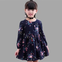 Весеннее платье для девочек с цветочным принтом; детское платье для девочек из хлопка; Одежда для девочек-подростков 6, 8, 10, 12, 14 лет