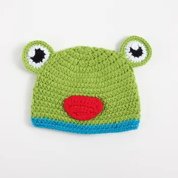 

Newborn Baby Wool Cute 100%Handmade Infant Hand-woven Hundred Days Baby Photography Serving Frog 0-3 months Hat