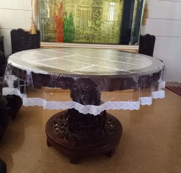  PVC plastic Lace Soft glass Round transparent oilcloth tea Table cloth cover waterproof tablecloth 