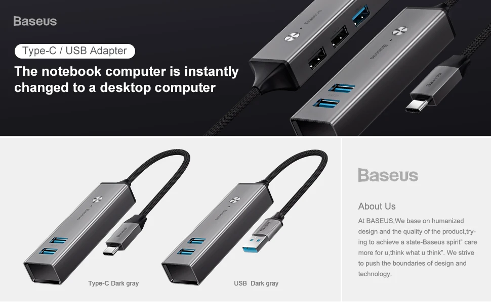 Baseus Мульти USB 3,0 2,0 USB C концентратор Тип C концентратор 5 Порты и разъёмы концентратор USB type C адаптер с индикатором светильник для Macbook Pro ноутбук компьютер