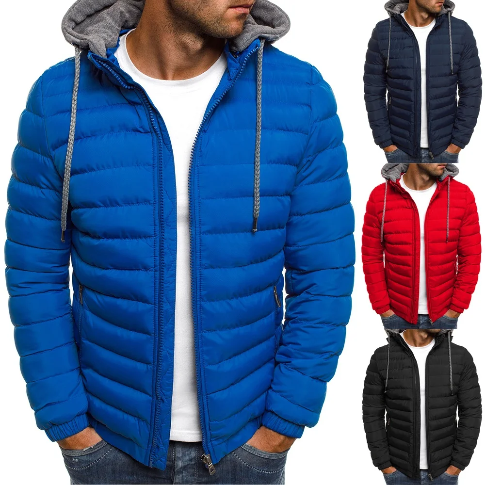 ZOGAA Новинка 7 цветов размера плюс S-3XL мужское повседневное Пальто мужское модное осеннее и зимнее пуховое хлопковое пальто с капюшоном
