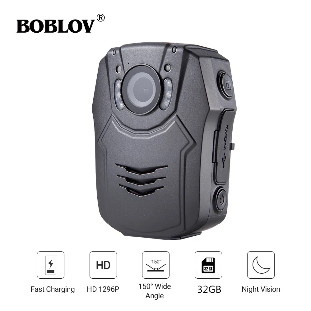  BOBLOV PD50 32GB 1296P Body Worn Camera 2.0 inch HD LCD screen WDR 60fps Infrared Night Vision Poli