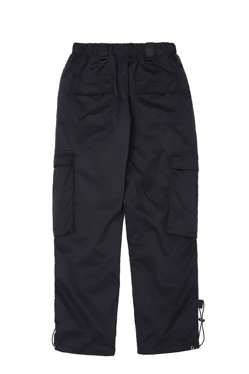19SS мужские и женские эластичные спортивные штаны в стиле хип-хоп, уличные повседневные спортивные штаны для бега, мульти карманы, декоративные оранжевые черные брюки