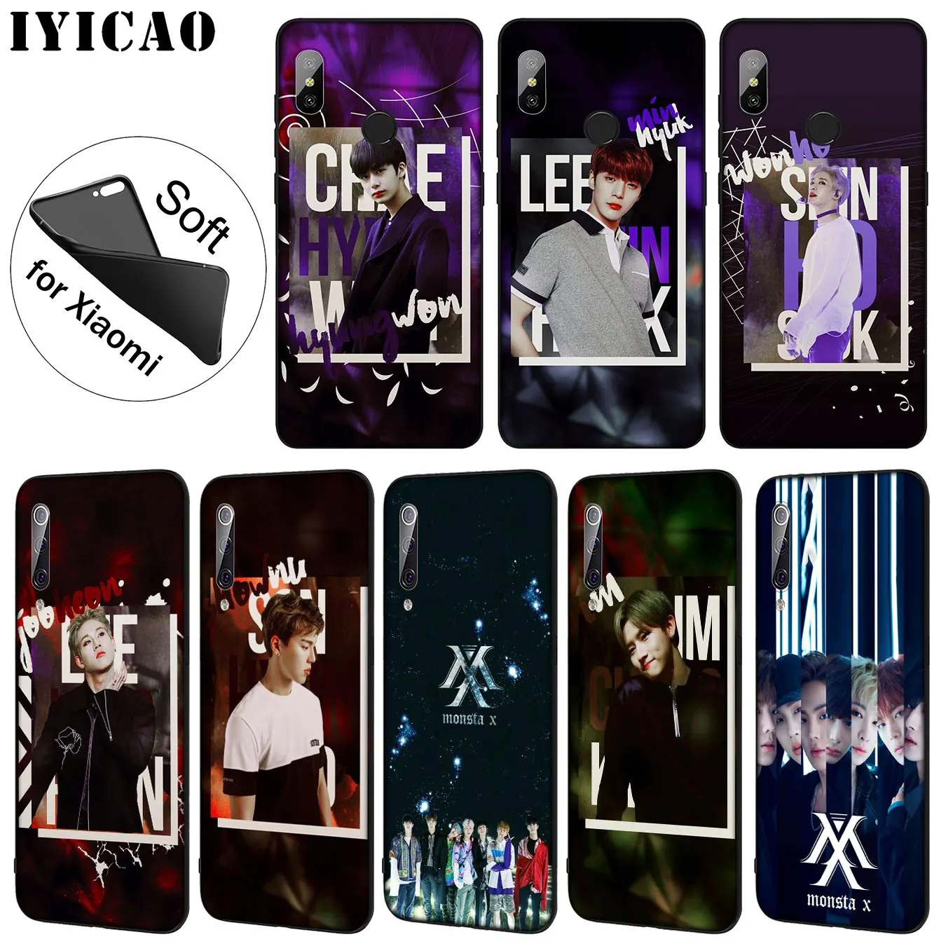 IYICAO Monsta X KPOP Boy Group Best Soft Silicone Phone Case for Xiaomi Mi 10 9 9T CC9 CC9E 8 SE A3 Pro A1 A2 Lite 6 f1 |