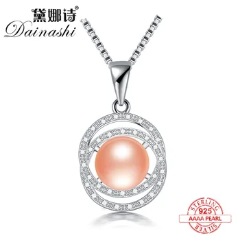 

Dainashi 925Silver Two Circles Crossing Design Freshwater Pearl Pendant Jewelry 2019 Fashion Ladies Pearl Necklace Women Pendant