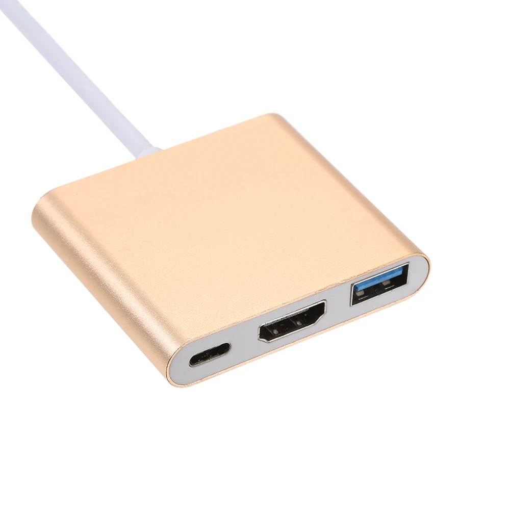 USB 3,1 Тип с разъемами типа C и USB 3,0/HD/Тип-C концентратор USB-C 3-в-1 адаптер ключ для док-станции для Macbook Pro Dell XPS 13(серебро