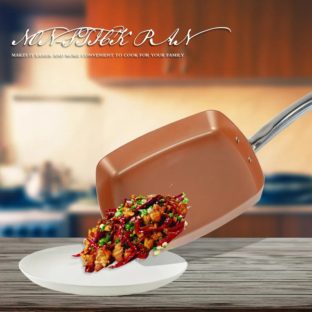 

Non-stick Copper Frying Pan with Ceramic Induction Skillet Coating Induction Cooking Pans Kitchen Supplies