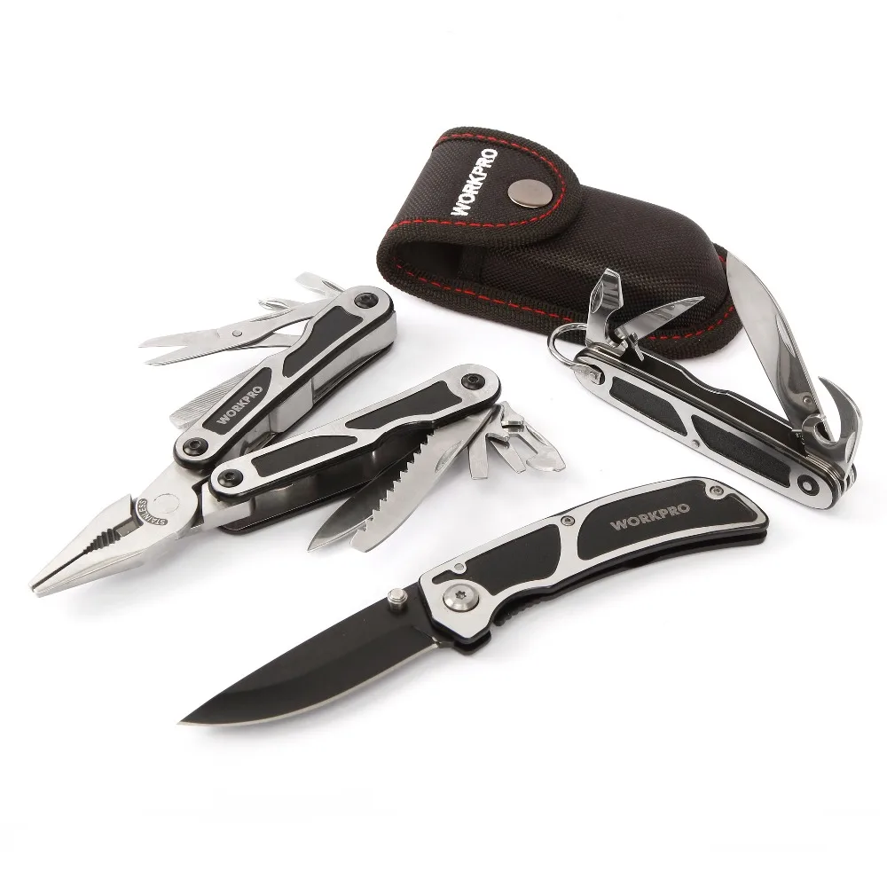 WORKPRO 3PC Survival Tool Kits Multi Plier Multifunction Knife