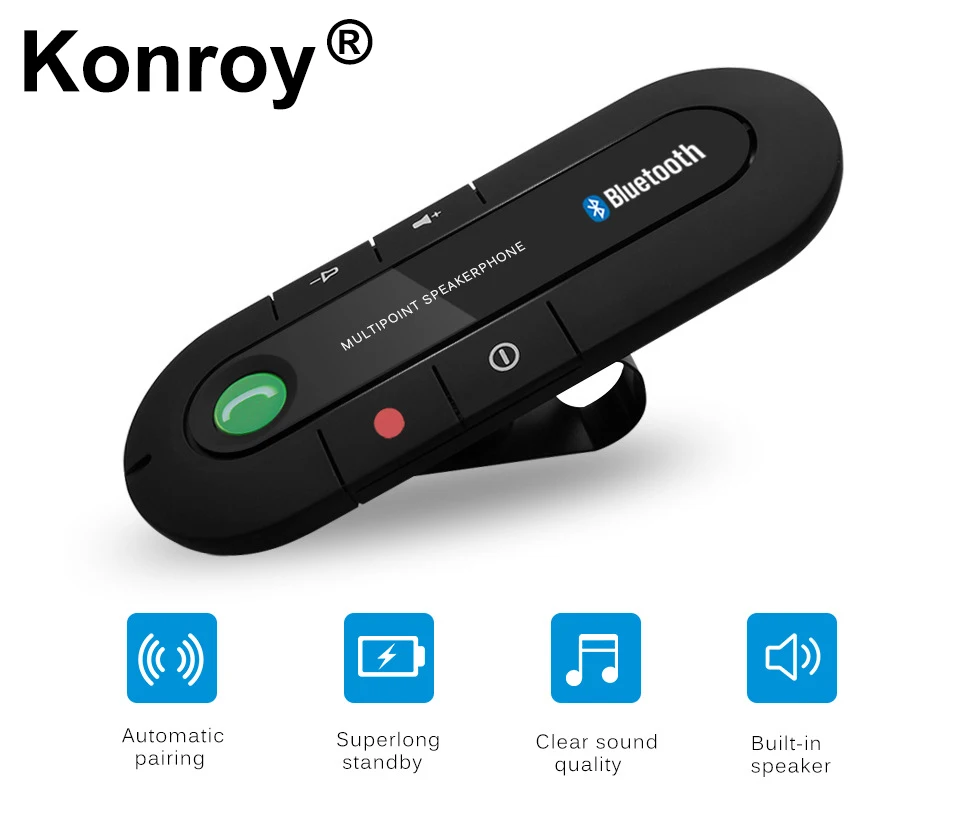 Bluetooth Handsfree Car Kit Беспроводной динамик телефон MP3 музыкальный плеер Солнцезащитный
