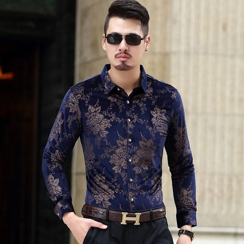 Buy High Quality Shirt Men Spring Autumn New Floral