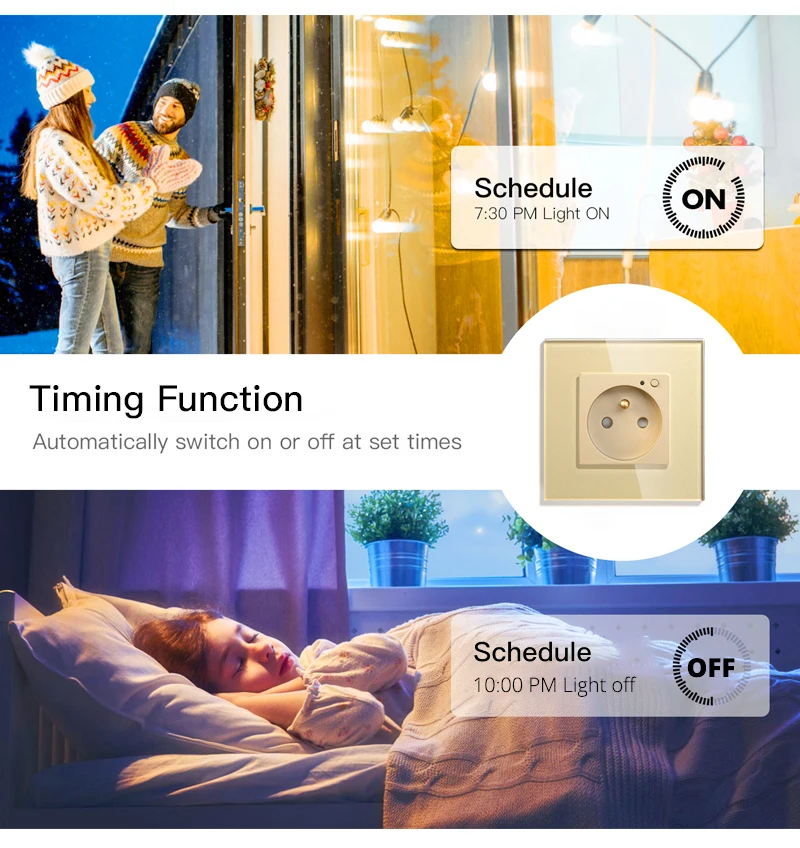 FR WiFi умная настенная 16А розетка стеклянная панель французский умный жизнь/туя пульт дистанционного управления, работает с Amazon Echo Alexa Google Home