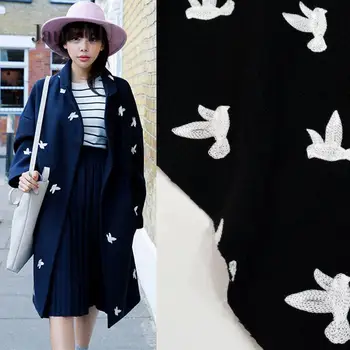 

JaneYU Korean Autumn And Winter Jacket Loose Thermal Overcoat Retro White Pigeon Bird Print Cloth