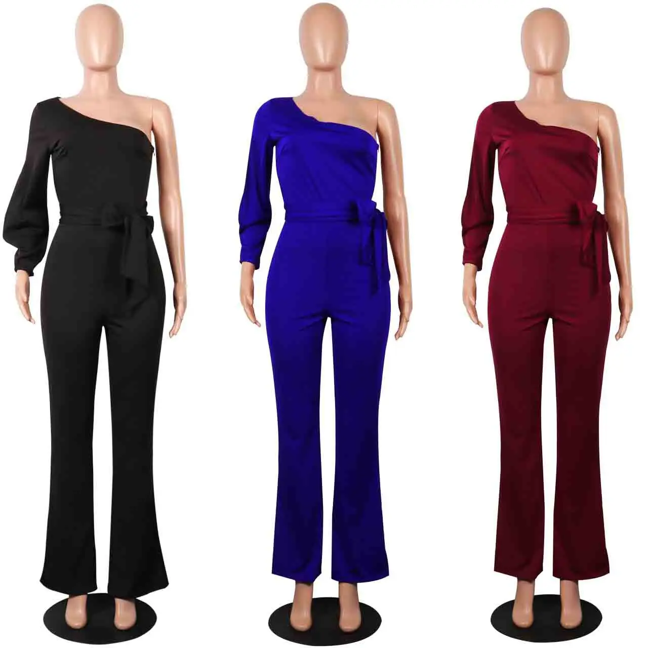 women's trousers hot sale jumpsuit classic solid color oblique collar button one-piece wide-leg pants women women's trousers hot sale jumpsuit classic solid color oblique collar button one-piece wide-leg pants women