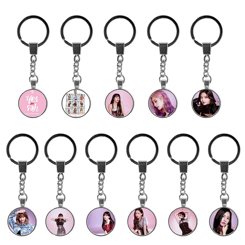 Kpop TWICE Fashion Keyring Key Holder New Album YES OR YES Glass Dome