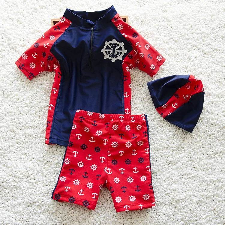 2016 High-quality New Summer Cartoon 3 Piece Baby Boys Swimsuits Sets Children Swimwear Beach Clothes Free Shipping | Спорт и