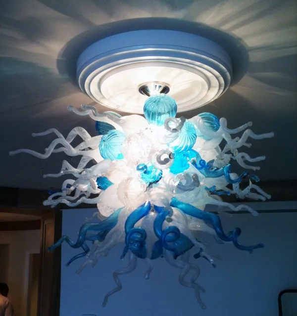 

Murano Glass Chandelier Blue and White Fancy Unique Moroccan Crystal Ceiling Fans High Quality Free Shipping