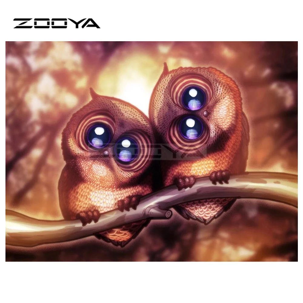 ZOOYA 5D алмазная вышивка &quotсделай сам&quot животные мультфильм пара сова лунный свет