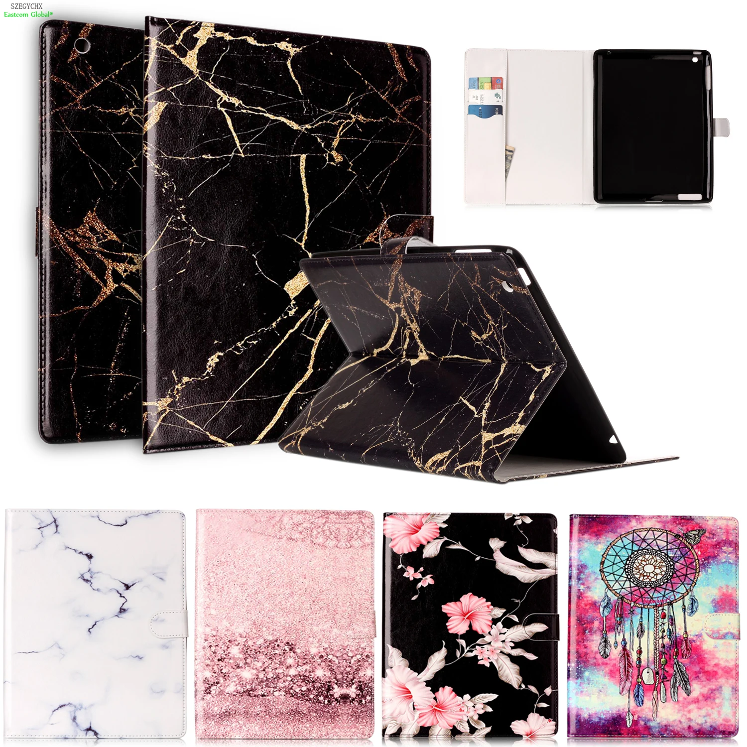 

Marble Pattern PU Leather Case For iPad 2 3 4 Case Smart Stand Flip Cover For iPad 3 2 4 Tablet Stand Original Ultra Slim Shell
