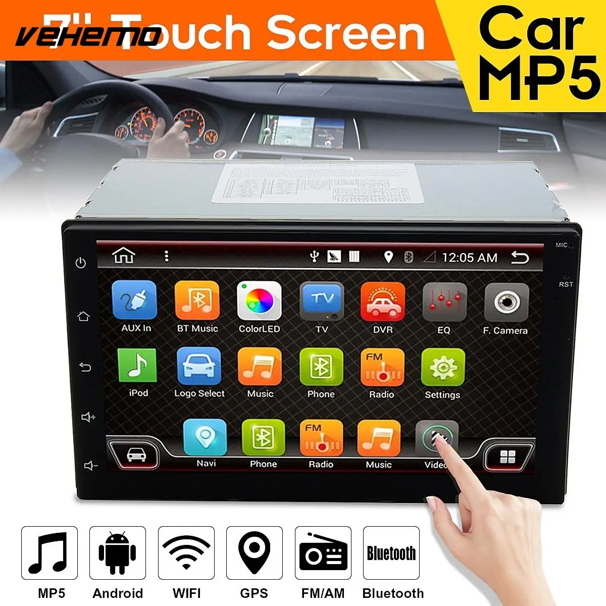 

Vehemo HD in Dash Car Player USB Car MP5 MP5 Player Universal Premium Audio Video Player 1080P