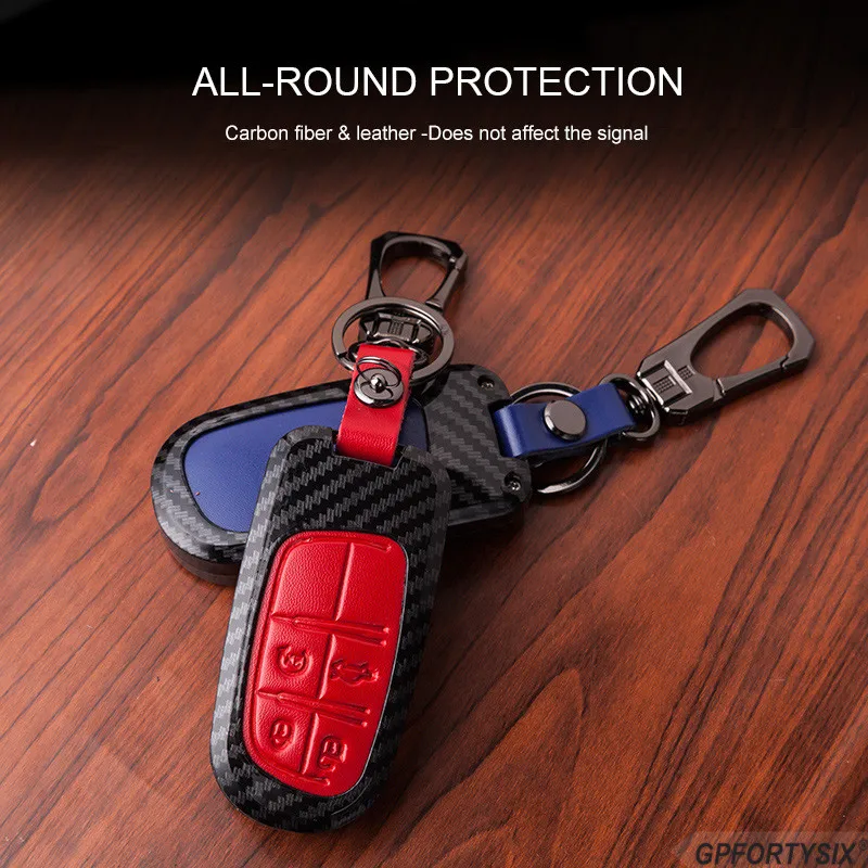

Carbon Fiber Car Remote Key Case Cover For Fiat Dodge Charger Dart Challenger Durango Jeep Chrysler 300C Grand Cherokee Compass