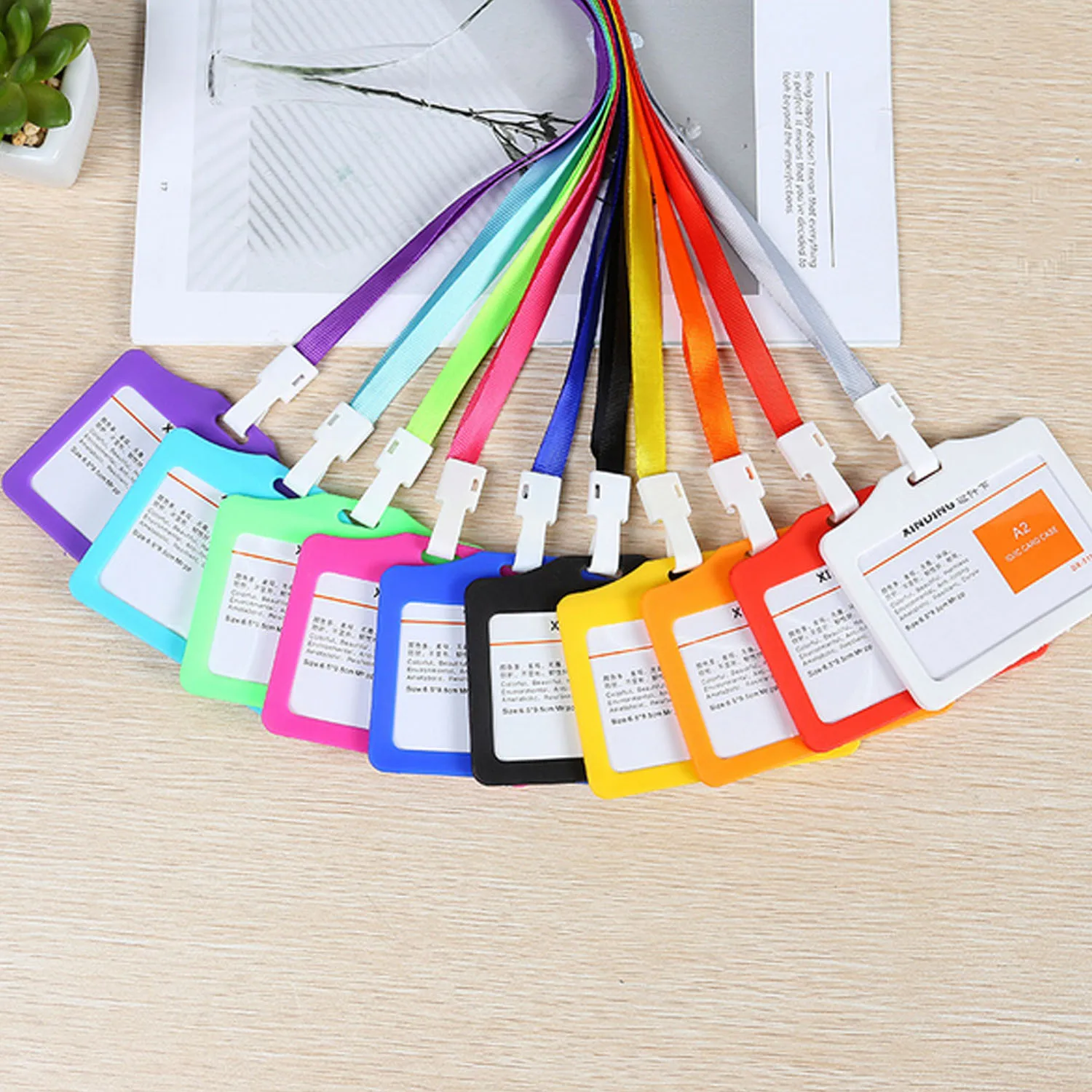 

10PCS Horizontal Style PP Badge Card Holder with Detachable Neck Lanyard for Credit License Name Business Student Card Mix Color