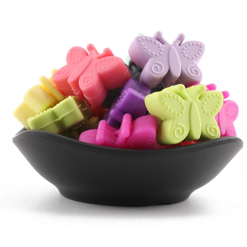 

BPA Free Baby Teether 5pc Silicone Butterfly Teething Beads DIY Silicone Beads 3cm Butterfly Rodent For Children's Products