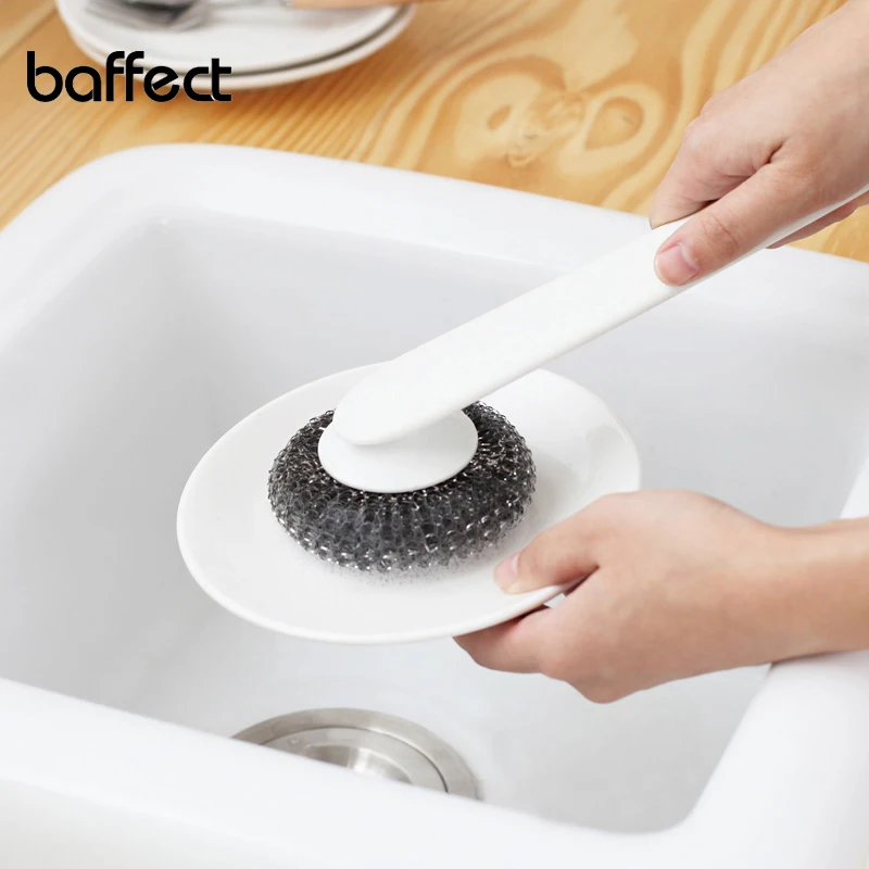 Buy Pan Pot Cleaning Brush Long Handle Steel Wire