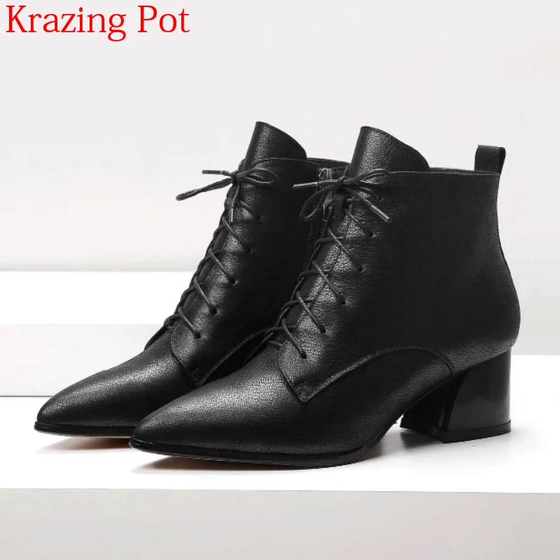

2018 Big Size Streetwear Genuine Leather Lace Up Elegant Red Color Dating Party Nightclub Keep Warm Retro Women Ankle Boots L8f2